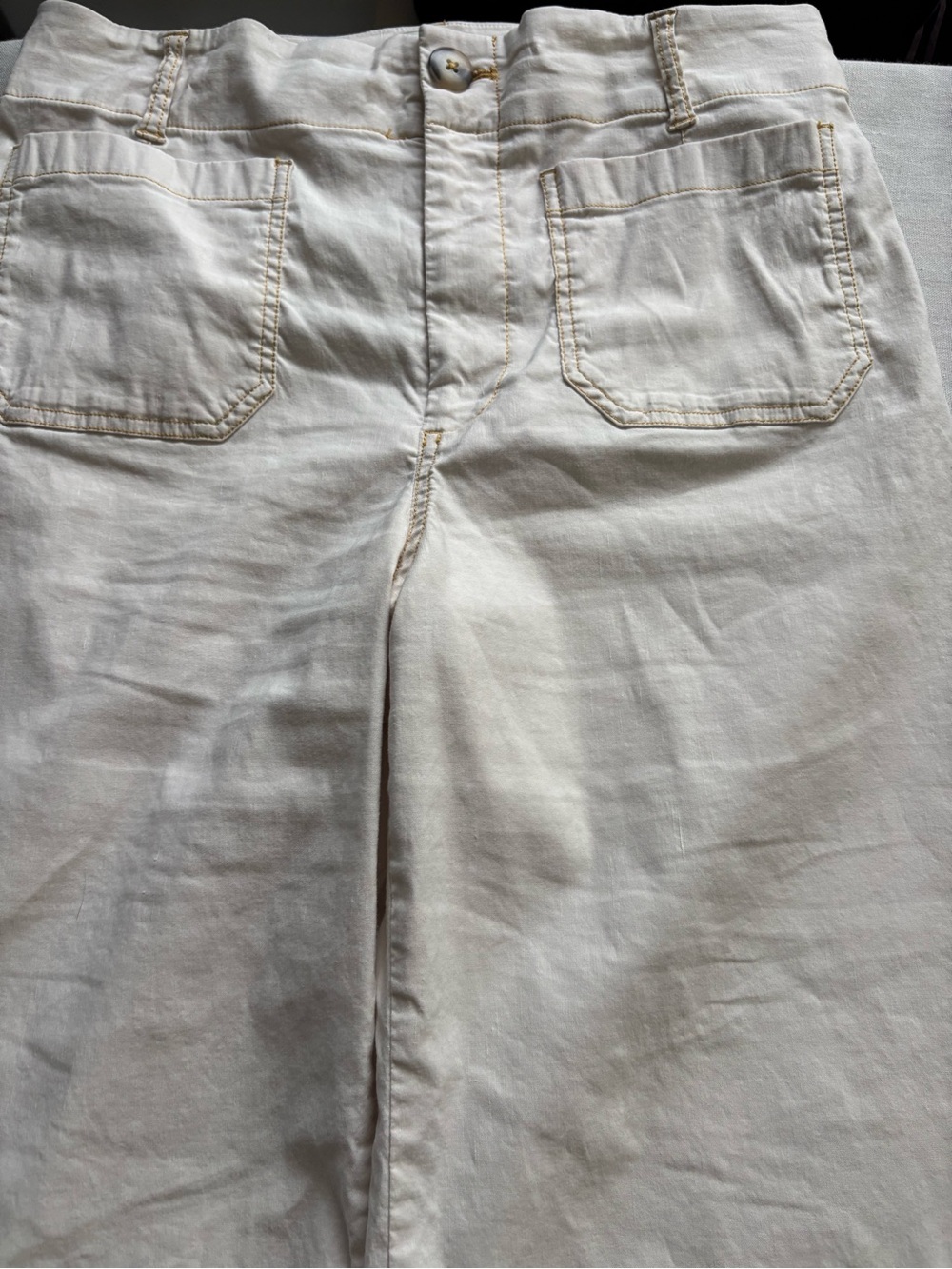 Anthropologie Maeve Colette High Rise Wide Leg Cropped Pants Ivory Size 29 - Picture 4 of 10